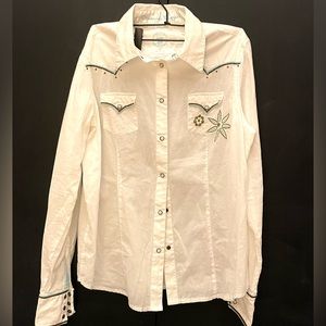 Oceanside Cowgirl Embroidered Pearl-snap